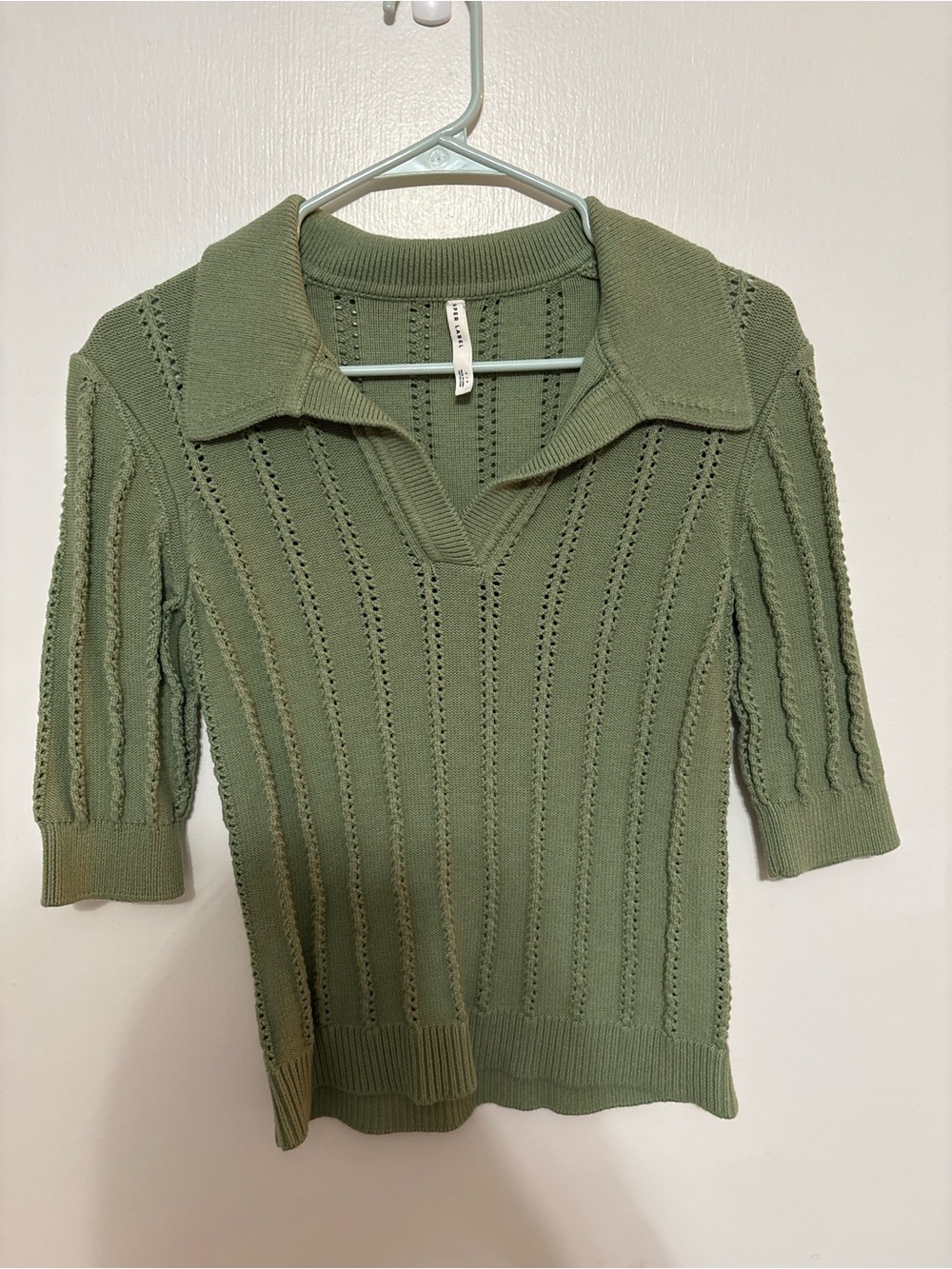 Women's Olive Green Knit Polo Top